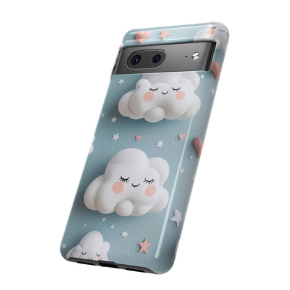 Cute Kawaii Sleeping Cloud Phone Case - Tough Dual-Layer Cover for iPhone 17, Samsung Galaxy & Google Pixel