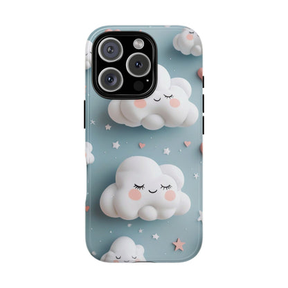 Cute Kawaii Sleeping Cloud Phone Case - Tough Dual-Layer Cover for iPhone 17, Samsung Galaxy & Google Pixel