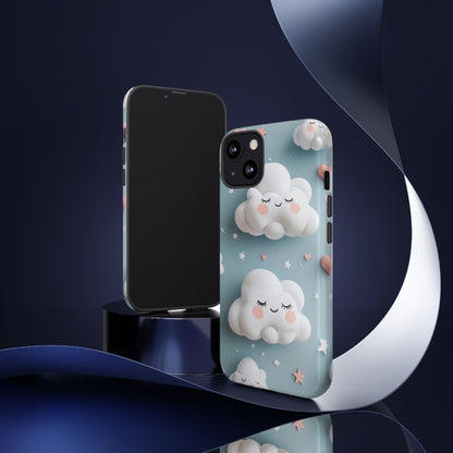 Cute Kawaii Sleeping Cloud Phone Case - Tough Dual-Layer Cover for iPhone 17, Samsung Galaxy & Google Pixel