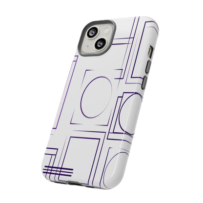 Modern Geometric Line Art Phone Case - Abstract Purple & White Tough Cover for iPhone 17, Samsung Galaxy & Google Pixel