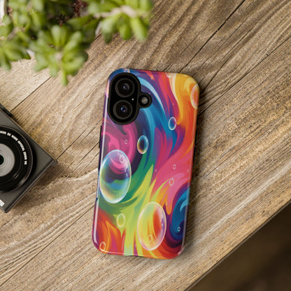 Vibrant Abstract Swirl Phone Case - Colorful Bubble Art Tough Cover for iPhone 17, Samsung Galaxy & Google Pixel