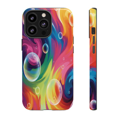 Vibrant Abstract Swirl Phone Case - Colorful Bubble Art Tough Cover for iPhone 17, Samsung Galaxy & Google Pixel