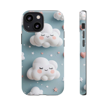 Cute Kawaii Sleeping Cloud Phone Case - Tough Dual-Layer Cover for iPhone 17, Samsung Galaxy & Google Pixel