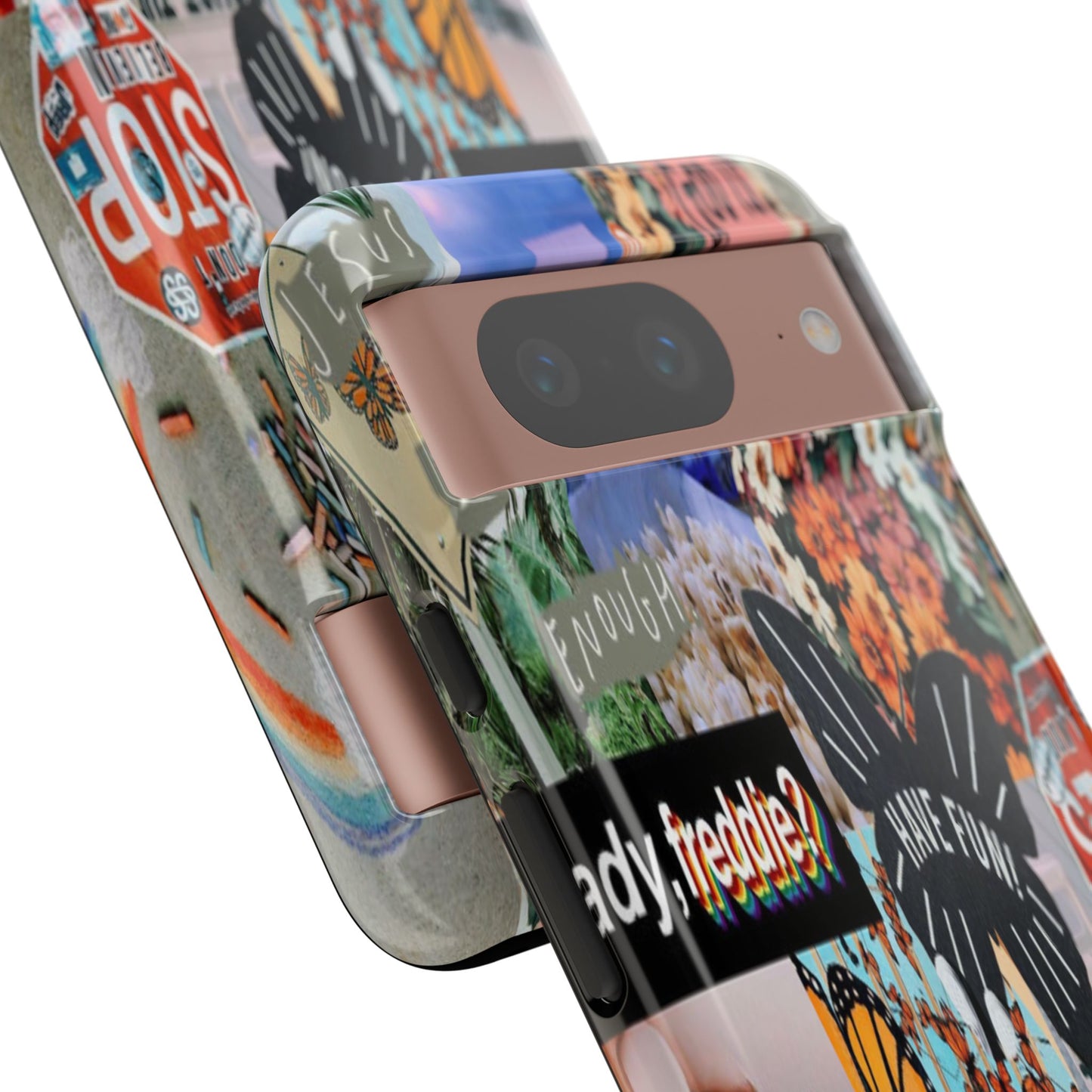 Retro Collage Aesthetic Phone Case - Positive Quote Butterfly Tough Cover for iPhone 17, Samsung Galaxy & Google Pixel