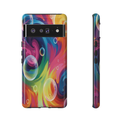 Vibrant Abstract Swirl Phone Case - Colorful Bubble Art Tough Cover for iPhone 17, Samsung Galaxy & Google Pixel