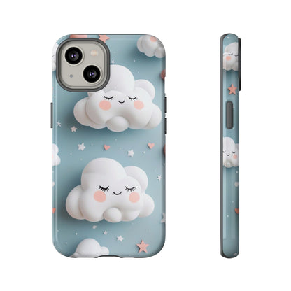 Cute Kawaii Sleeping Cloud Phone Case - Tough Dual-Layer Cover for iPhone 17, Samsung Galaxy & Google Pixel