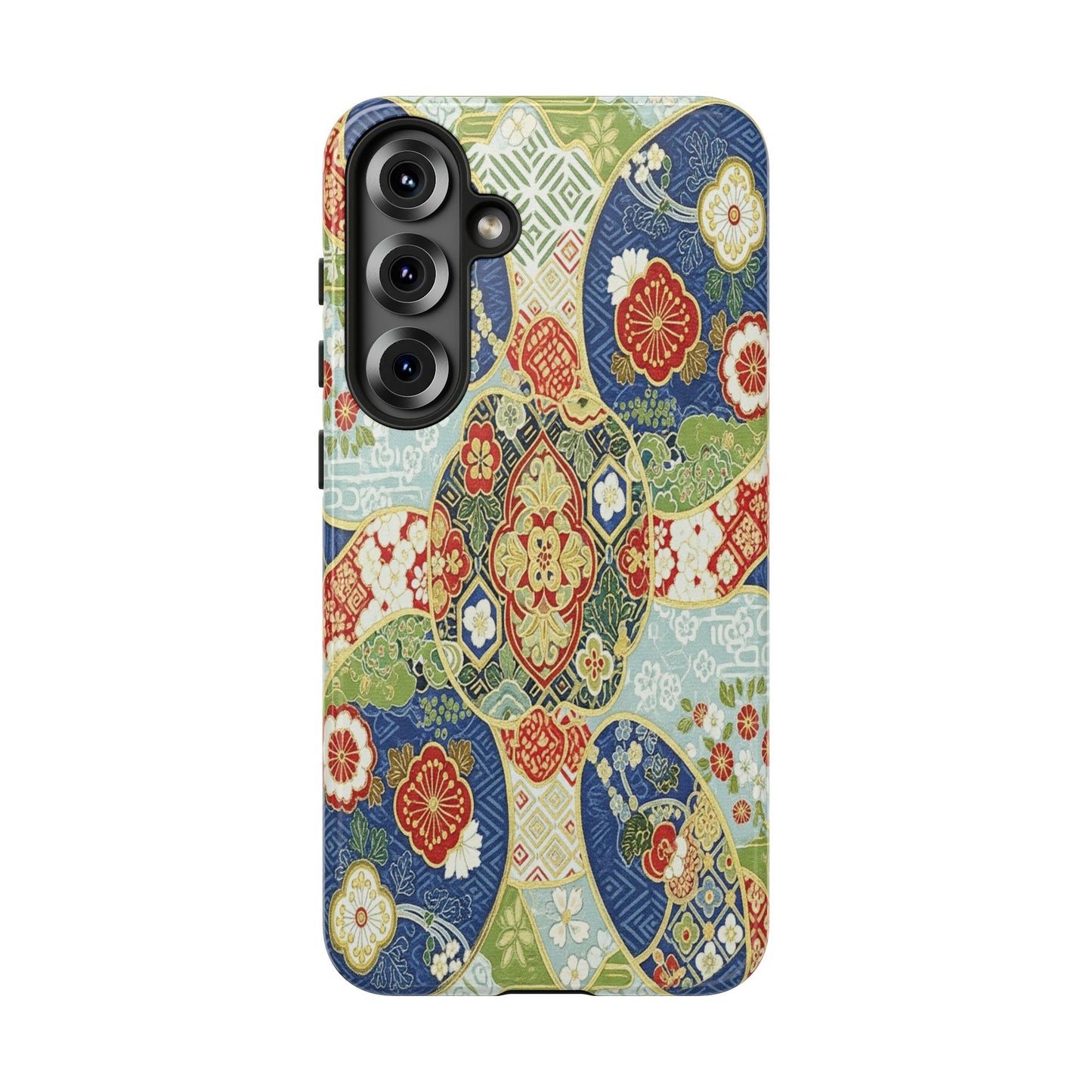 Vintage Japanese Kimono Floral Phone Case - Traditional Woven Pattern Tough Cover for iPhone 17, Samsung Galaxy & Google Pixel