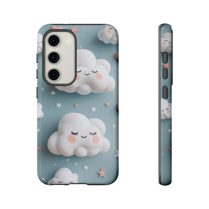 Cute Kawaii Sleeping Cloud Phone Case - Tough Dual-Layer Cover for iPhone 17, Samsung Galaxy & Google Pixel
