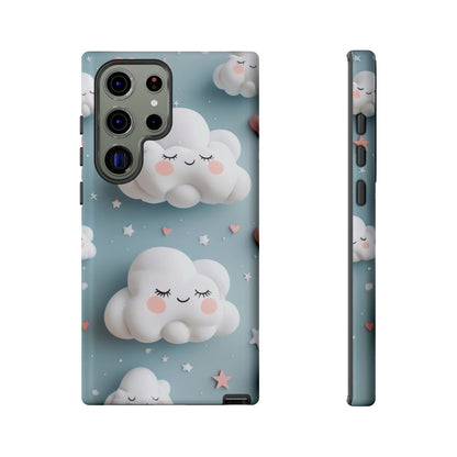 Cute Kawaii Sleeping Cloud Phone Case - Tough Dual-Layer Cover for iPhone 17, Samsung Galaxy & Google Pixel