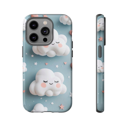 Cute Kawaii Sleeping Cloud Phone Case - Tough Dual-Layer Cover for iPhone 17, Samsung Galaxy & Google Pixel
