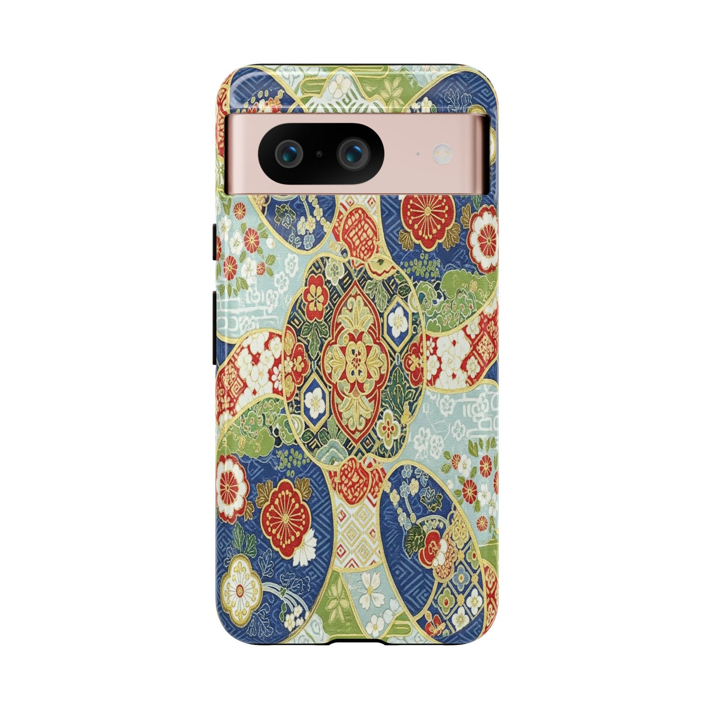 Vintage Japanese Kimono Floral Phone Case - Traditional Woven Pattern Tough Cover for iPhone 17, Samsung Galaxy & Google Pixel