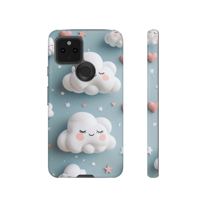 Cute Kawaii Sleeping Cloud Phone Case - Tough Dual-Layer Cover for iPhone 17, Samsung Galaxy & Google Pixel