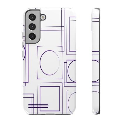 Modern Geometric Line Art Phone Case - Abstract Purple & White Tough Cover for iPhone 17, Samsung Galaxy & Google Pixel