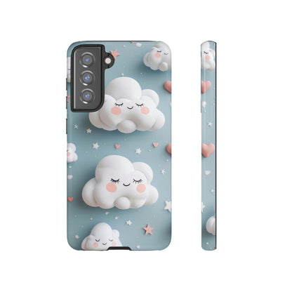 Cute Kawaii Sleeping Cloud Phone Case - Tough Dual-Layer Cover for iPhone 17, Samsung Galaxy & Google Pixel