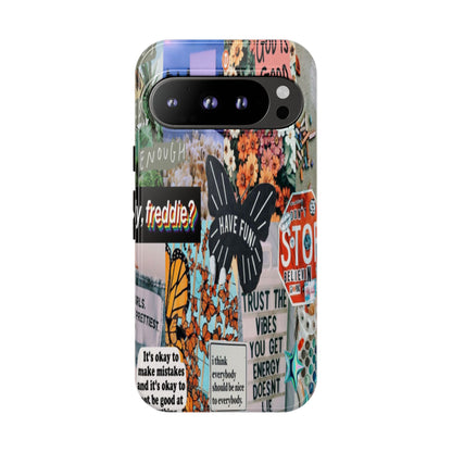 Retro Collage Aesthetic Phone Case - Positive Quote Butterfly Tough Cover for iPhone 17, Samsung Galaxy & Google Pixel