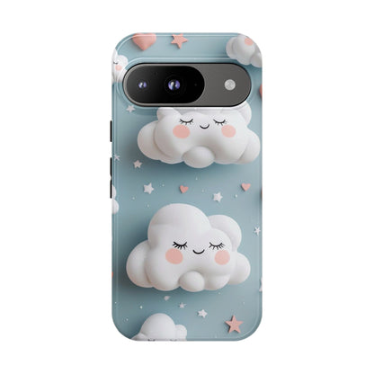 Cute Kawaii Sleeping Cloud Phone Case - Tough Dual-Layer Cover for iPhone 17, Samsung Galaxy & Google Pixel