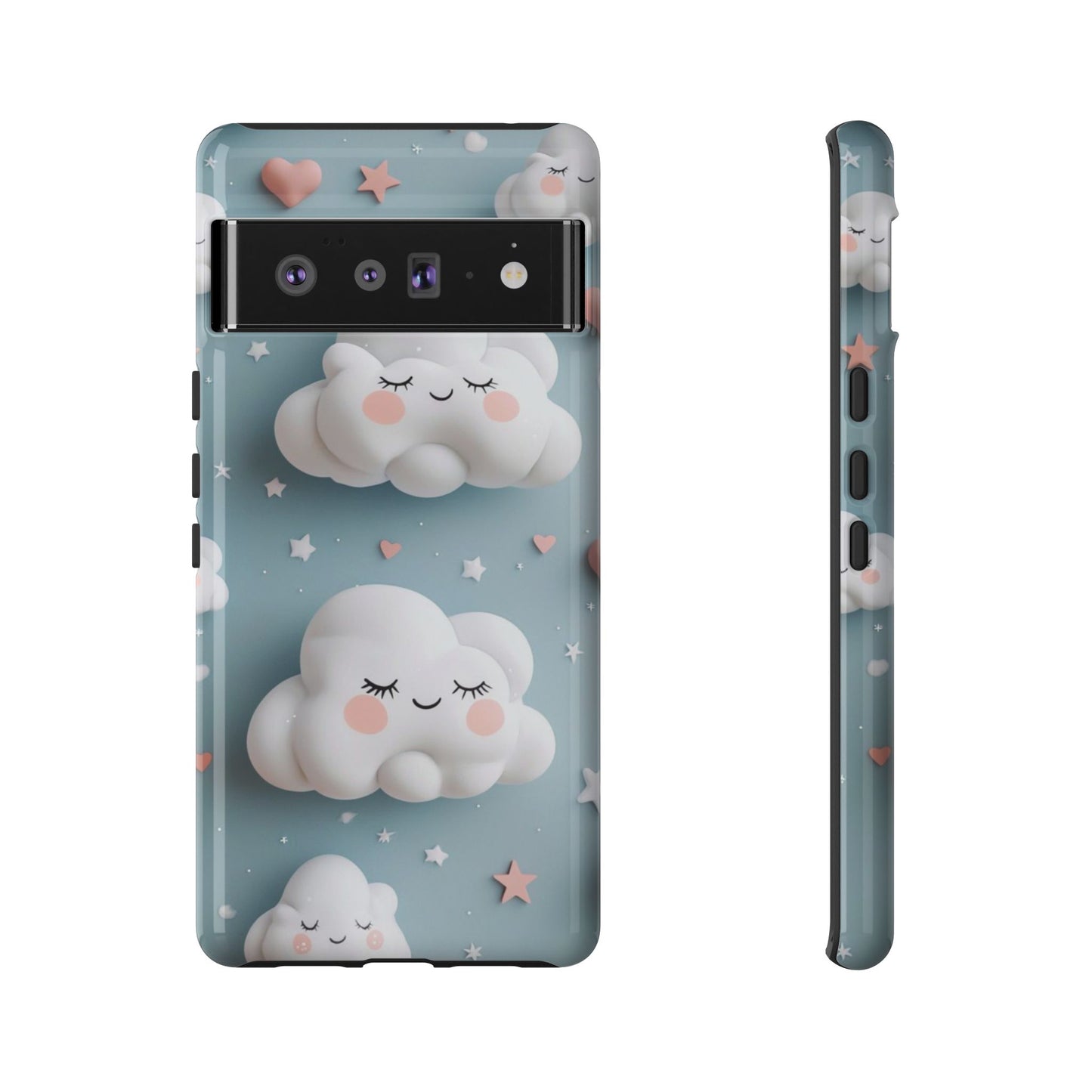 Cute Kawaii Sleeping Cloud Phone Case - Tough Dual-Layer Cover for iPhone 17, Samsung Galaxy & Google Pixel