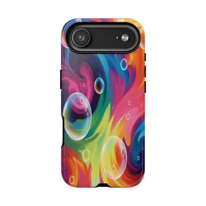 Vibrant Abstract Swirl Phone Case - Colorful Bubble Art Tough Cover for iPhone 17, Samsung Galaxy & Google Pixel