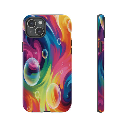 Vibrant Abstract Swirl Phone Case - Colorful Bubble Art Tough Cover for iPhone 17, Samsung Galaxy & Google Pixel
