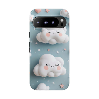Cute Kawaii Sleeping Cloud Phone Case - Tough Dual-Layer Cover for iPhone 17, Samsung Galaxy & Google Pixel