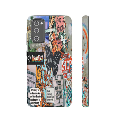 Retro Collage Aesthetic Phone Case - Positive Quote Butterfly Tough Cover for iPhone 17, Samsung Galaxy & Google Pixel