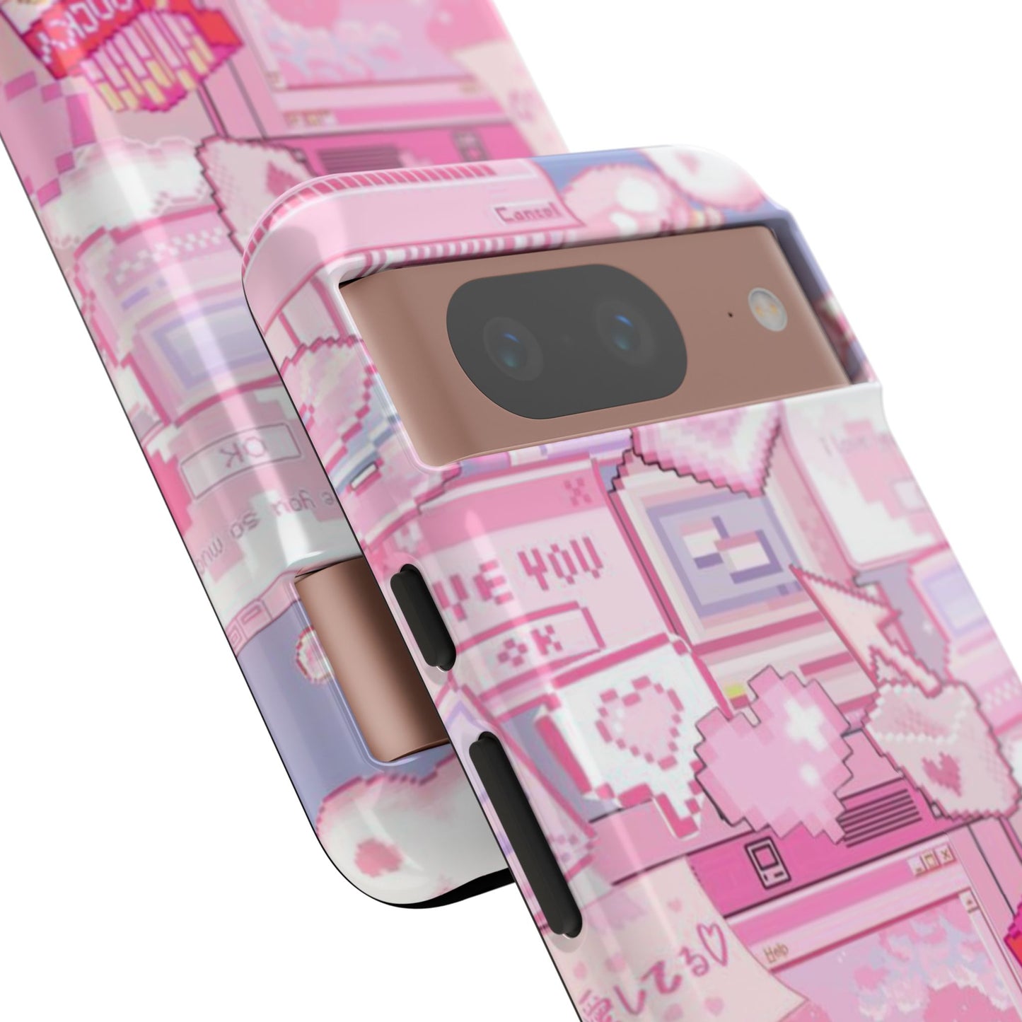 Pink Pixel Art Tough Phone Case – Y2K Style Dual-Layer Protection (Matte/Glossy) for iPhone 17, Samsung Galaxy & Google Pixel