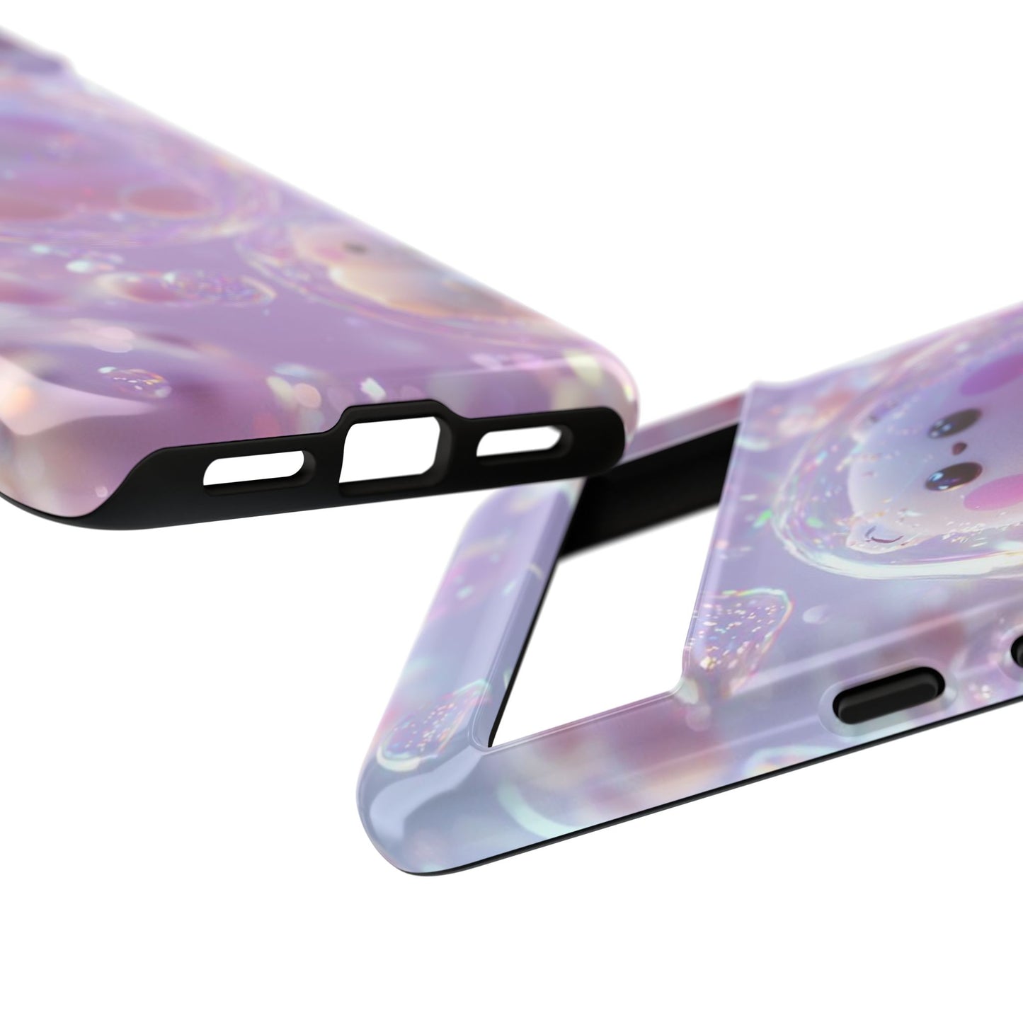 Cute Kawaii Bubble Pet Phone Case - Tough Dual-Layer Cover in Pastel Purple for iPhone 17, Samsung Galaxy & Google Pixel