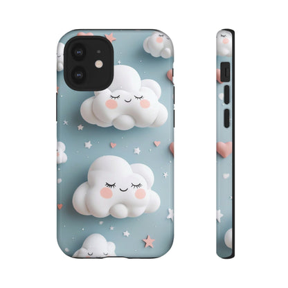 Cute Kawaii Sleeping Cloud Phone Case - Tough Dual-Layer Cover for iPhone 17, Samsung Galaxy & Google Pixel
