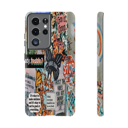 Retro Collage Aesthetic Phone Case - Positive Quote Butterfly Tough Cover for iPhone 17, Samsung Galaxy & Google Pixel