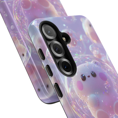 Cute Kawaii Bubble Pet Phone Case - Tough Dual-Layer Cover in Pastel Purple for iPhone 17, Samsung Galaxy & Google Pixel