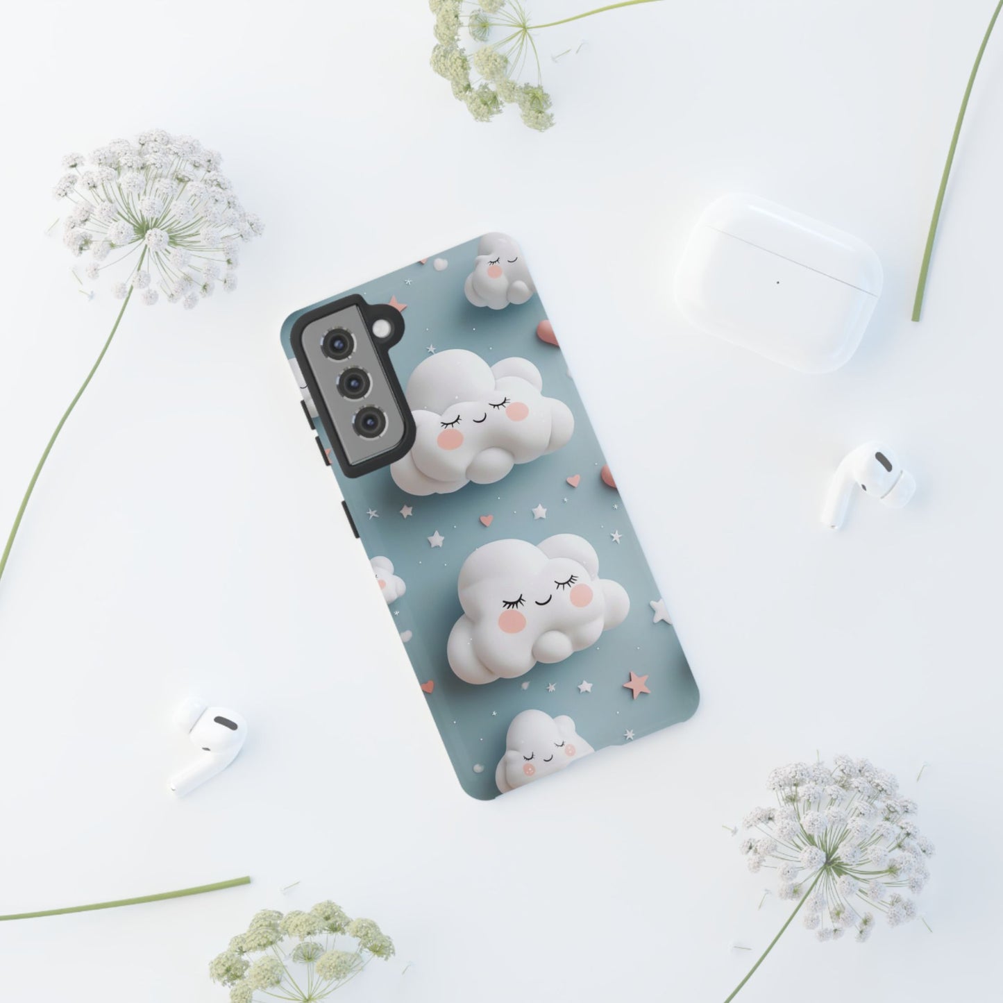 Cute Kawaii Sleeping Cloud Phone Case - Tough Dual-Layer Cover for iPhone 17, Samsung Galaxy & Google Pixel