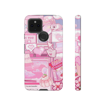 Pink Pixel Art Y2K aesthetic Tough Case Google Pixel 5 5g