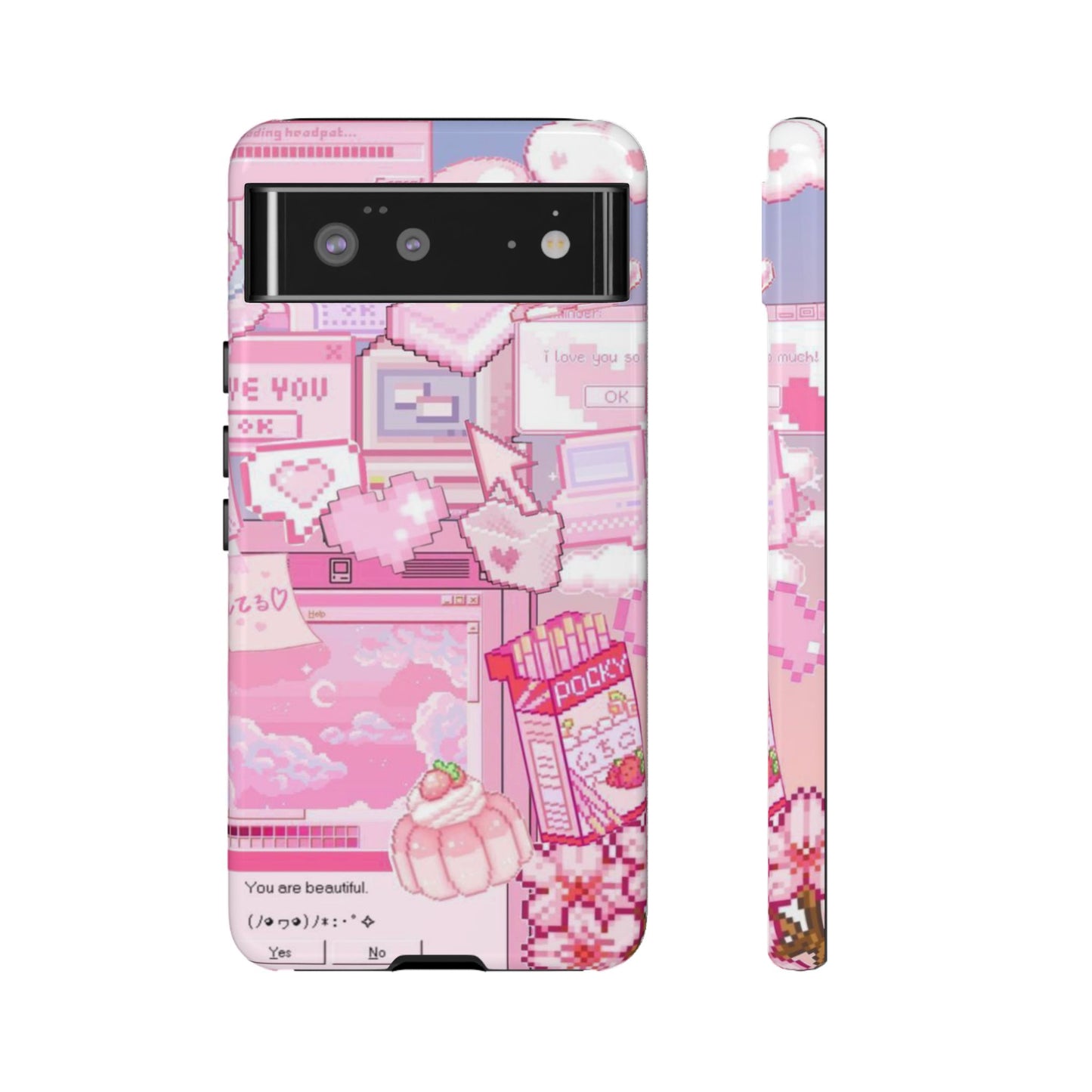 Pink Pixel Art Y2K aesthetic Tough Case Google Pixel 6