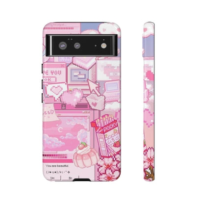 Pink Pixel Art Y2K aesthetic Tough Case Google Pixel 6