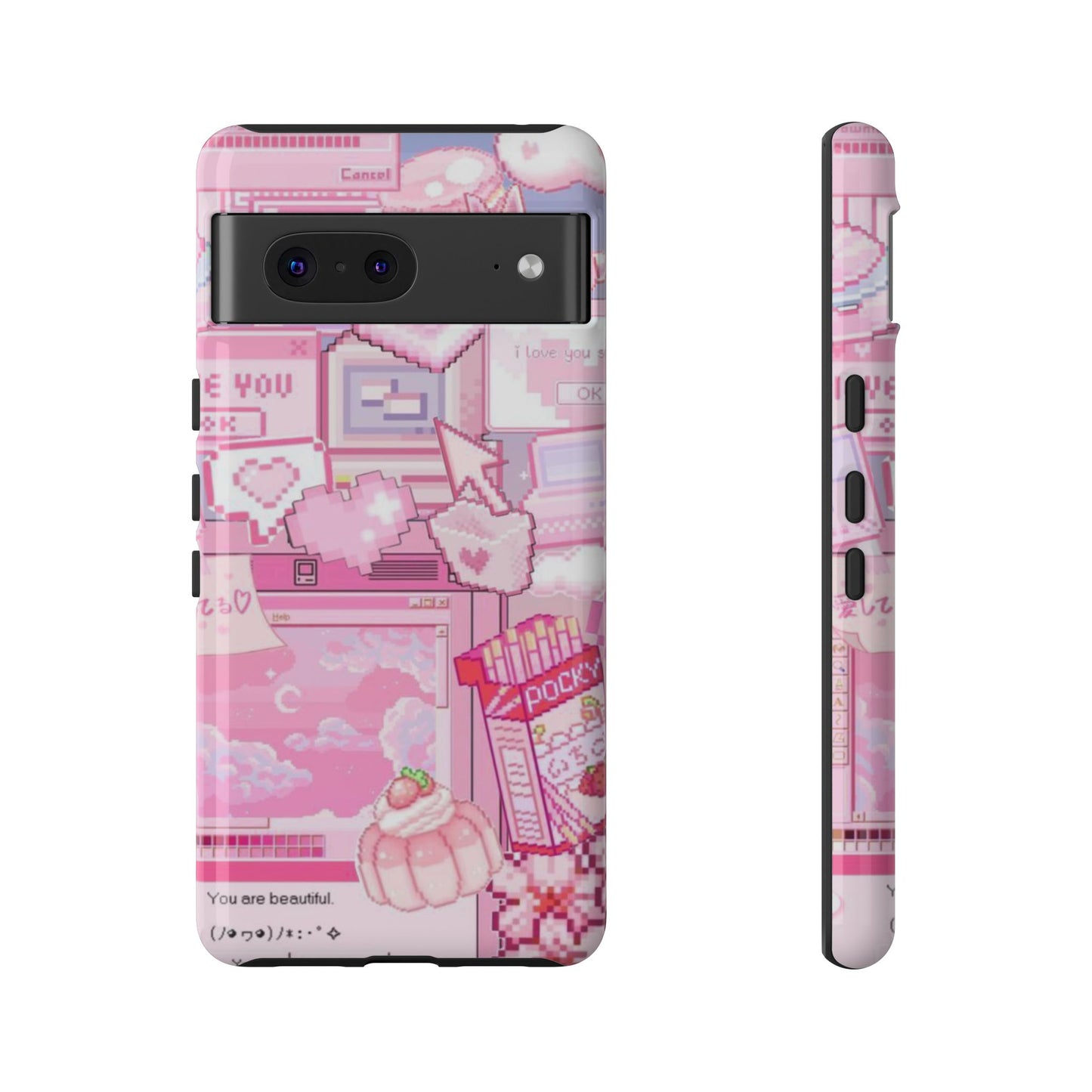 Pink Pixel Art Y2K aesthetic Tough Case Google Pixel 7