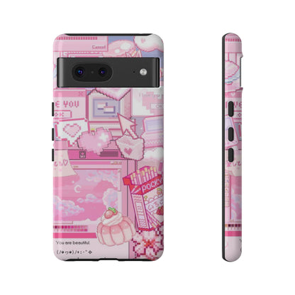 Pink Pixel Art Y2K aesthetic Tough Case Google Pixel 7