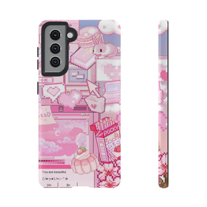 Pink Pixel Art Y2K aesthetic Tough Case Samsung Galaxy S21