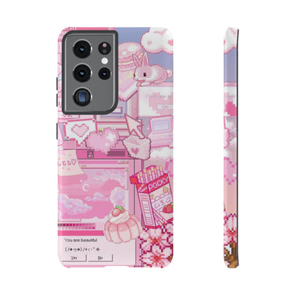Pink Pixel Art Y2K aesthetic Tough Case Samsung Galaxy S21 Ultra