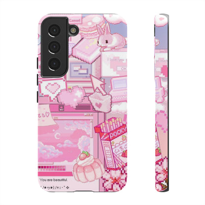 Pink Pixel Art Y2K aesthetic Tough Case Samsung Galaxy S22
