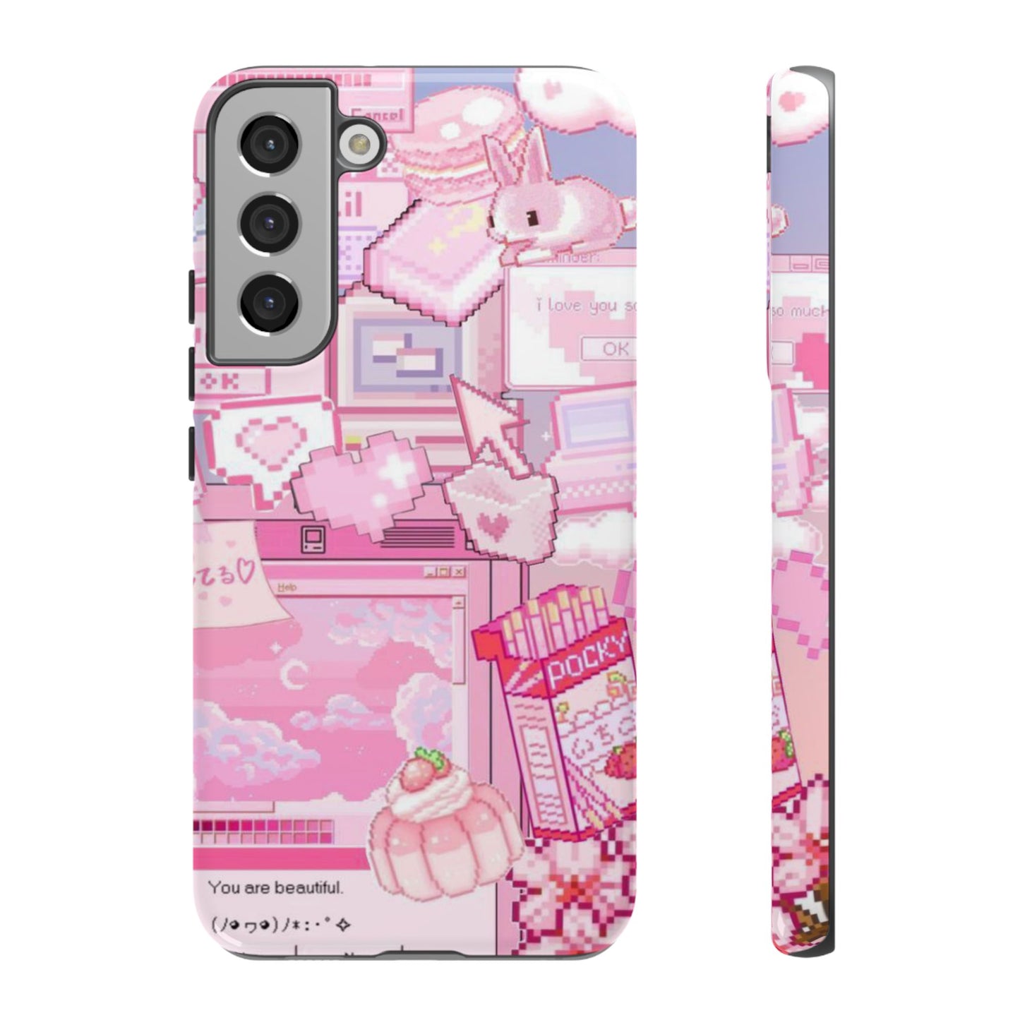 Pink Pixel Art Y2K aesthetic Tough Case Samsung Galaxy S22 Plus