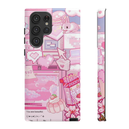 Pink Pixel Art Y2K aesthetic Tough Case Samsung Galaxy S22 Ultra