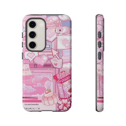 Pink Pixel Art Y2K aesthetic Tough Case Samsung Galaxy S23