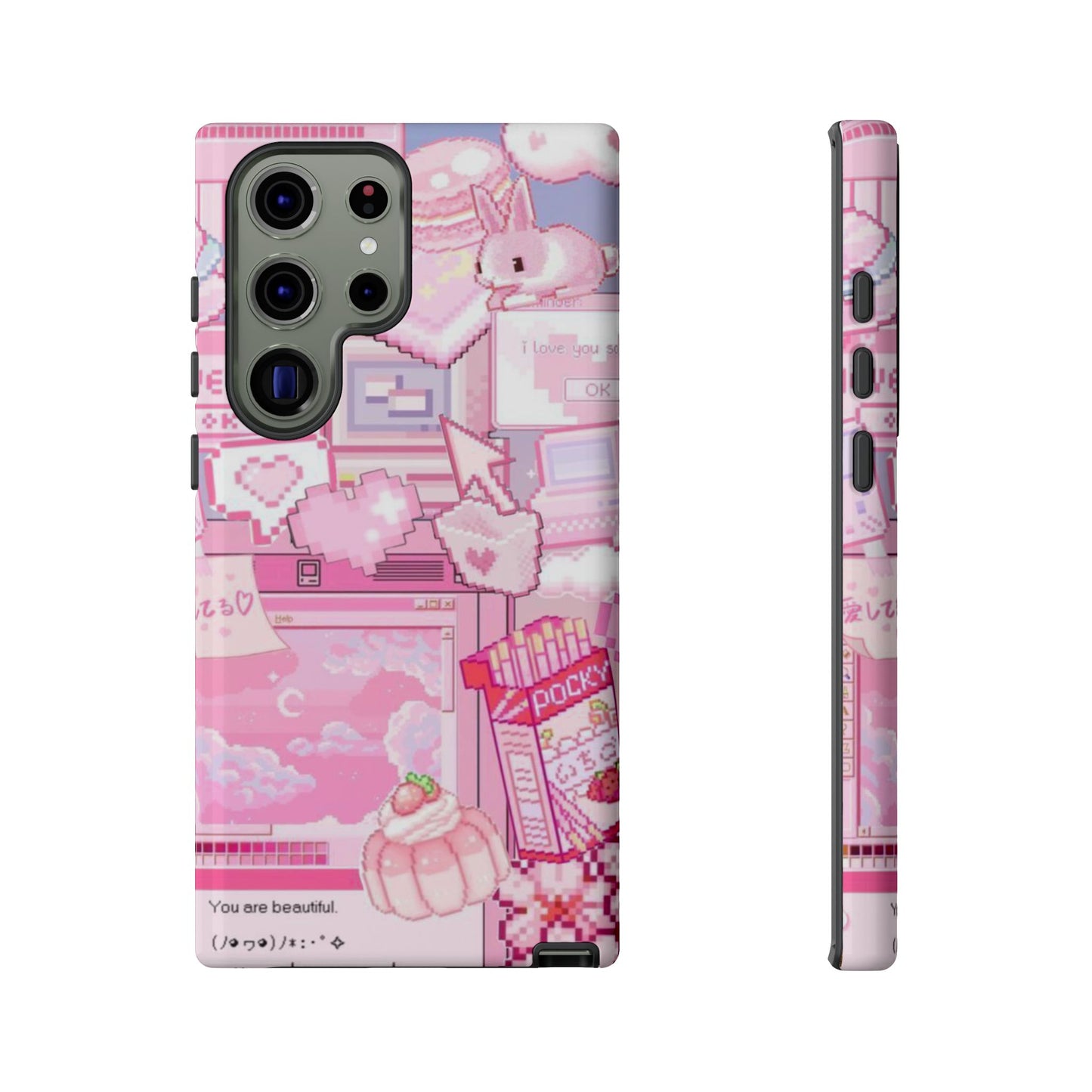 Pink Pixel Art Y2K aesthetic Tough Case Samsung Galaxy S23 Ultra