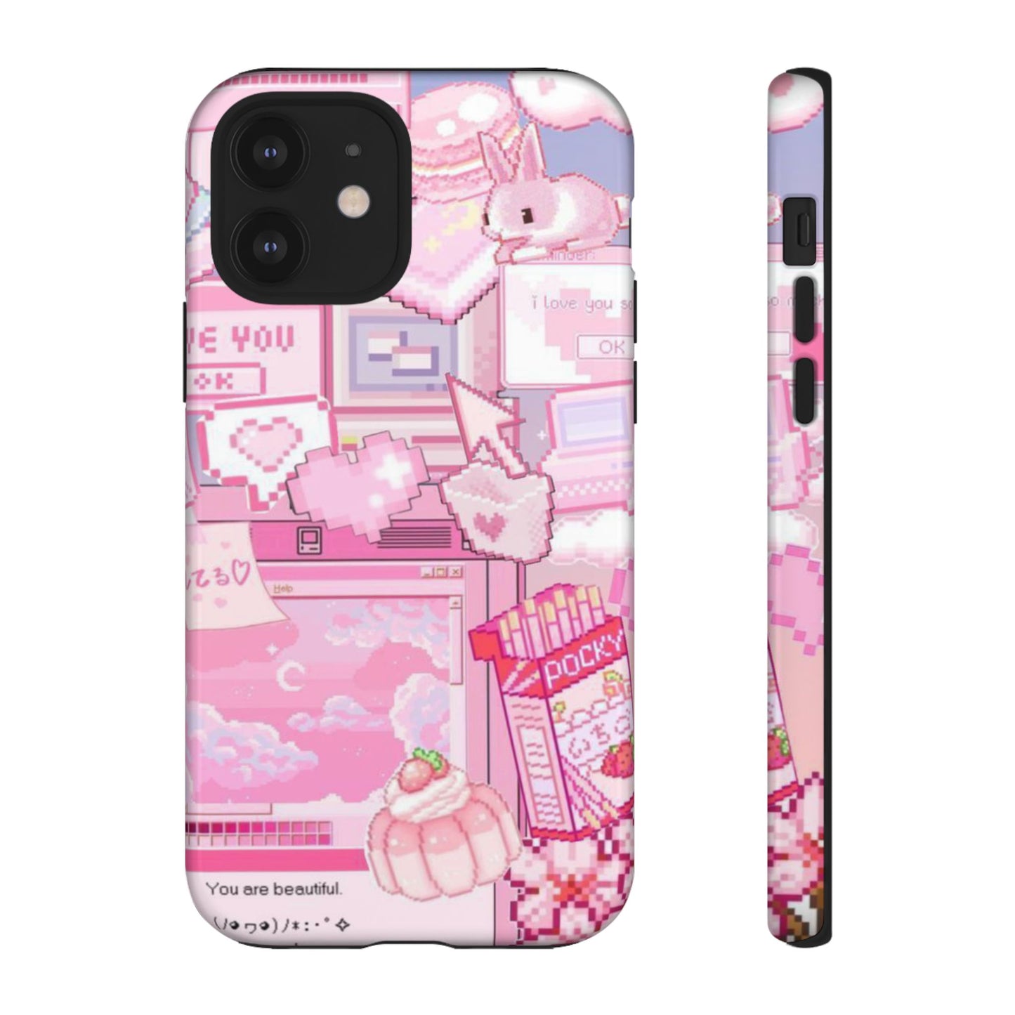 Pink Pixel Art Y2K aesthetic Tough Case iPhone 12 