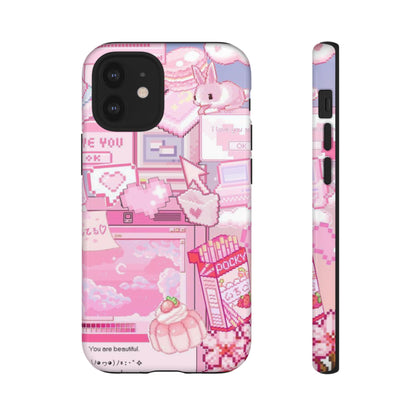 Pink Pixel Art Y2K aesthetic Tough Case iPhone 12 Mini