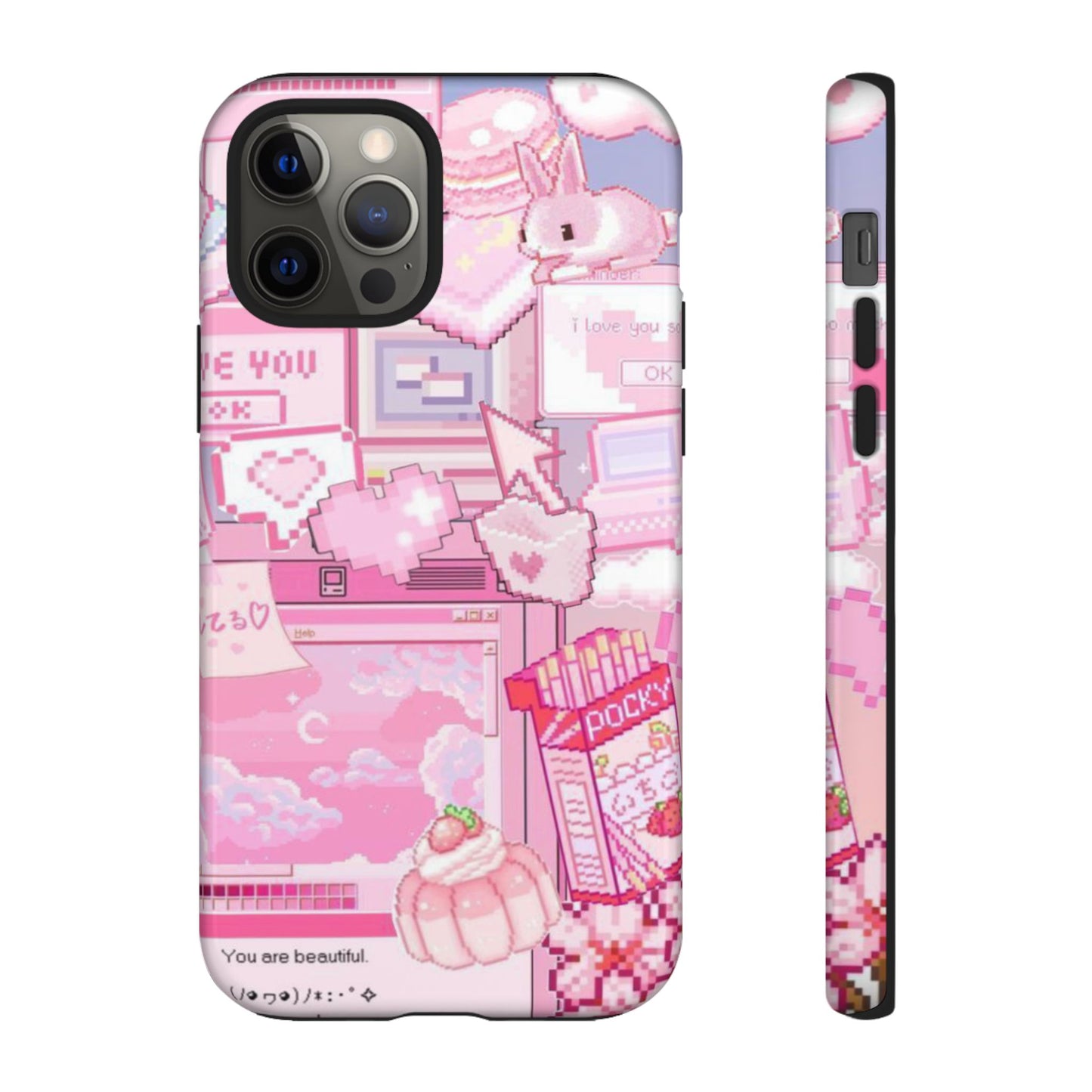 Pink Pixel Art Y2K aesthetic Tough Case iPhone 12 Pro 