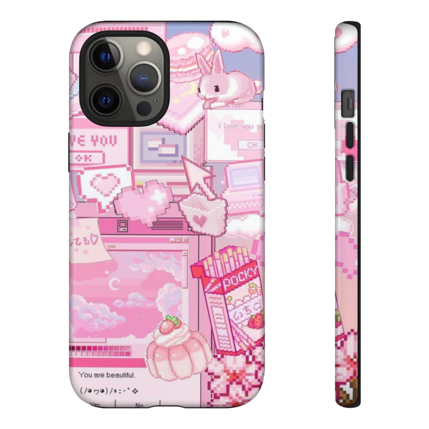 Pink Pixel Art Y2K aesthetic Tough Case iPhone 12 Pro Max