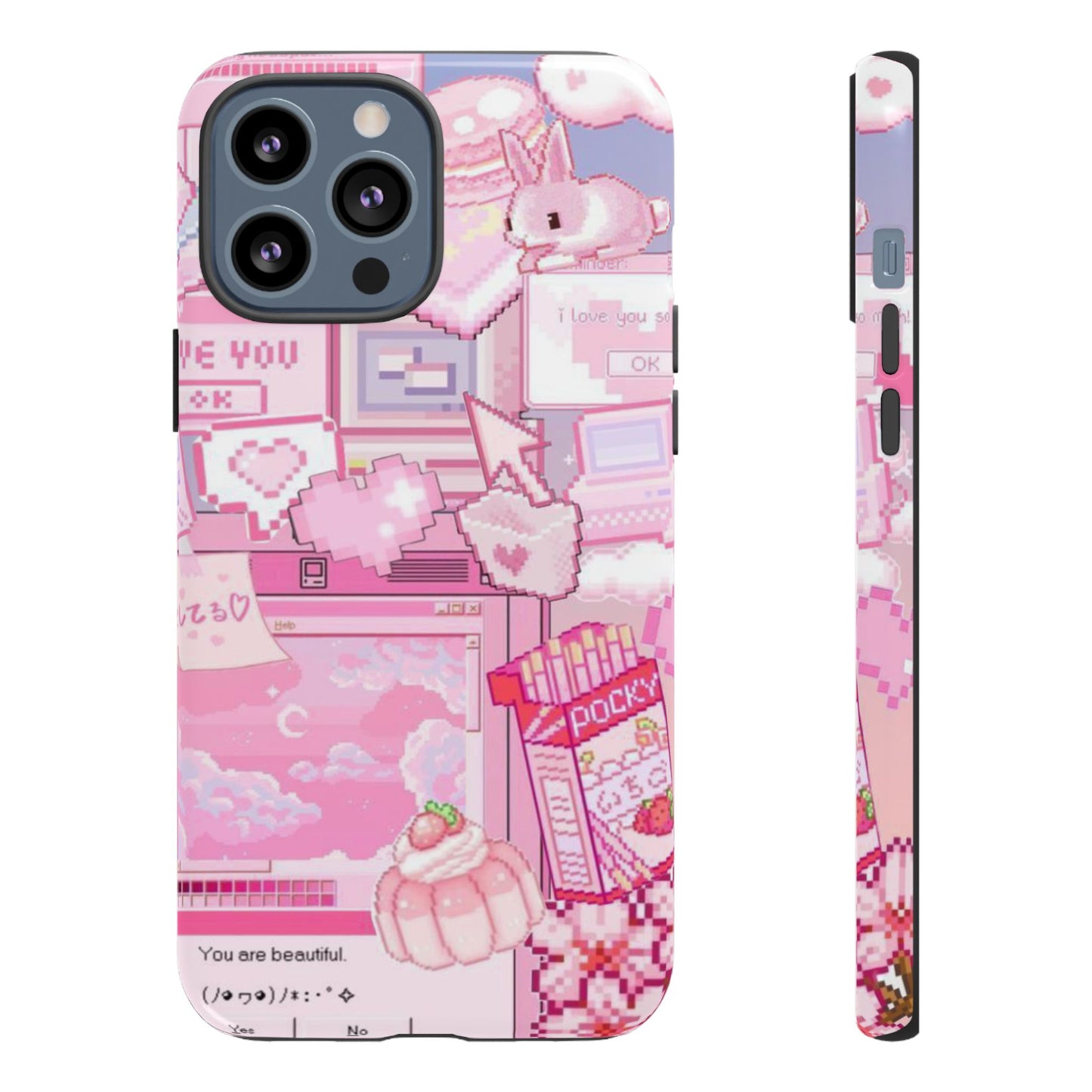 Pink Pixel Art Y2K aesthetic Tough Case iPhone 13 Pro Max
