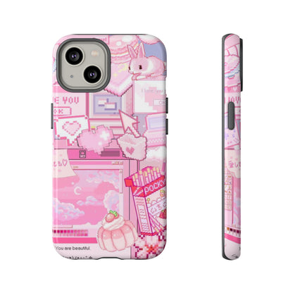 Pink Pixel Art Y2K aesthetic Tough Case iPhone 14