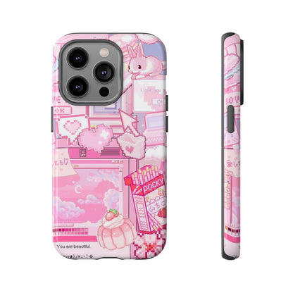 Pink Pixel Art Y2K aesthetic Tough Case iPhone 14 Pro